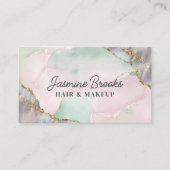 ミントグリーンピンクと金ゴールド水色 名刺 (正面)