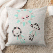 ミントグリーンピンクグレーとブラックプラッシュ動物 クッション (ブランケット)