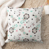 ミントグリーンピンクグレーとブラックプラッシュ動物 クッション (ブランケット)