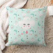 ミントグリーンピンクグレーとブラックプラッシュ動物 クッション (ブランケット)