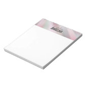 ミントグリーンピンクストリップ灰色の文字 ノートパッド (回転)