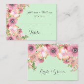 ミントグリーンピンクフローラプレイスセットカード プレイスカード (正面/裏面)