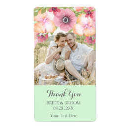 ミントグリーンピンクフローラ写真結婚のラベル ラベル