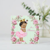 ミントグリーンピンクローズエスニックバレリーナベビーシャワー 招待状 (スタンド正面)