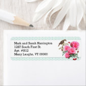 ミントグリーンピンクローズカスタム差出人住所ラベル ラベル (インサイチュ)