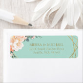 ミントグリーンピーチクリーム結婚金ゴールド差出人住所 ラベル (インサイチュ)