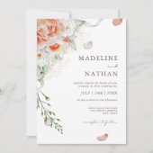 ミントグリーンピーチ&ホワイトフローラ結婚ズ 招待状 (正面)