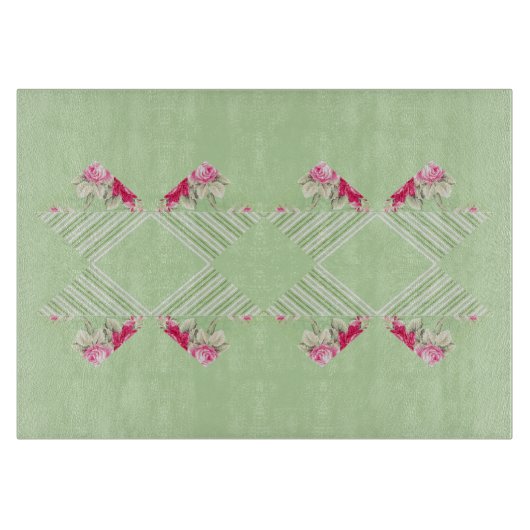 ミントグリーンフェイクパッチワークガラスのカッティングボード カッティングボード (正面)