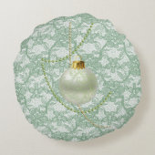 ミントグリーンフェイクフローラレースガーランド&オーナメント ラウンドクッション (裏面)