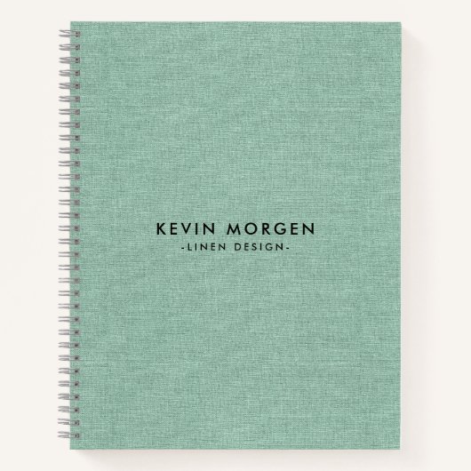 ミントグリーンフェイクリネン質感 ノートブック (正面)