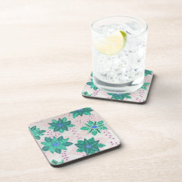 ミントグリーンフェスティバルフローラプリント コースター