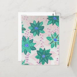 ミントグリーンフェスティバルフローラプリント ポストカード