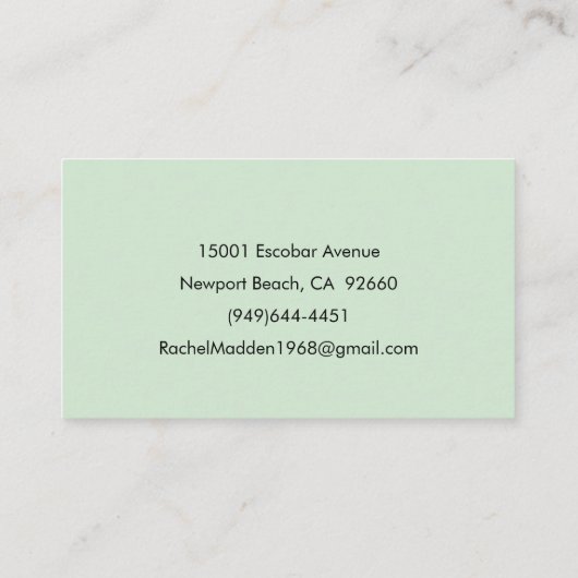 ミントグリーンフェミニンミニマリストスクリプト名前をカスタムする 名刺 (裏面)