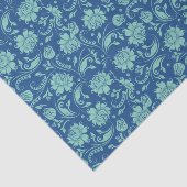 ミントグリーンフローラの青い背景 薄葉紙 (詳細)