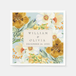 ミントグリーンフローラガーデンワイルドフラワー春の結婚式 スタンダードカクテルナプキン