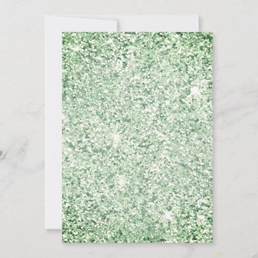 ミントグリーンフローラスパークルドレス金ゴールドキンセアニェラ 招待状 (裏面)