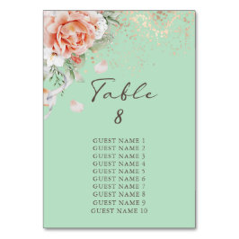 ミントグリーンフローラテーブル番号（ゲスト名あり） テーブルナンバー