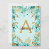 ミントグリーンフローラバラモノグラムバースデーパーティー 招待状 (裏面)