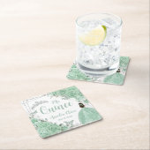 ミントグリーンフローラプリンセスシルバーキンセアニラ スクエアペーパーコースター (インサイチュ)