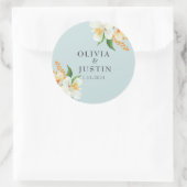 ミントグリーンフローラ春の花結婚式の引き出物 ラウンドシール (バッグ)