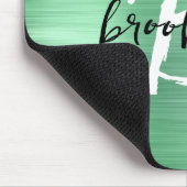 ミントグリーンブラシ仕上げ金属白黒モノグラム マウスパッド (コーナー)