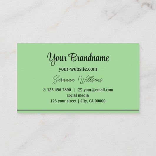 ミントグリーンブラックストライププロフェッショナル（ロゴ付き） 名刺 (裏面)