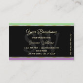 ミントグリーンブラックラベンダーストライプのモノグラム付き製品 名刺 (裏面)