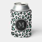 ミントグリーンブラックレオパードアニマルプリントウィズモノグラ 缶クーラー (缶裏面)