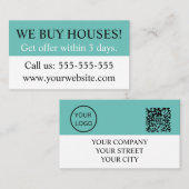 ミントグリーンブラック実在エテート不動産仲介業者ウィー買ハウス 名刺 (正面/裏面)