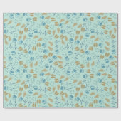 ミントグリーンブルーとカーメル動物トラックパターン ラッピングペーパー (フラット)