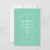 ミントグリーンブルークロスファースト聖餐式 招待状 (正面)