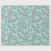 ミントグリーンブルーグレー動物トラックパターン ラッピングペーパー (フラット)