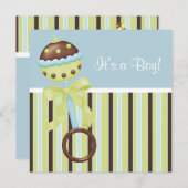 ミントグリーンブルーブラウン男の赤ちゃんシャワー招待状 招待状 (正面/裏面)