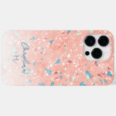 ミントグリーンブルーホワイトコーラルレッドテラゾパターン Case-Mate iPhoneケース (裏面 (横))