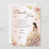 ミントグリーンプリンセスドレスキンセニェラ誕生日 サンキューカード (正面)