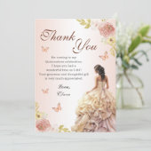 ミントグリーンプリンセスドレスキンセニェラ誕生日 サンキューカード (スタンド正面)