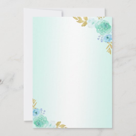 ミントグリーンプリンセスドレスキンセニェラ誕生日 サンキューカード (裏面)