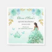 ミントグリーンプリンセスドレスキンセニェラ誕生日 スタンダードカクテルナプキン (正面)