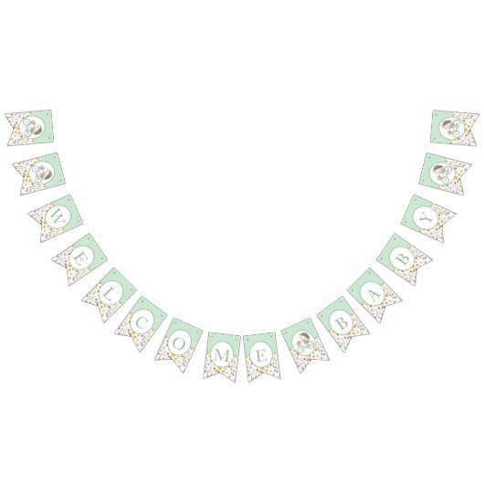 ミントグリーンヘッジホッグ赤ちゃんシャワーバンティング旗 バンティングフラッグ (全)