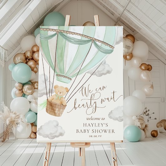 ミントグリーンベビーシャワーを待つことができる ポスター