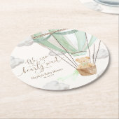 ミントグリーンベビーシャワーを待つことができる ラウンドペーパーコースター (アングル)