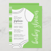 ミントグリーンベビーティー男女兼用 – ベビーシャワー 招待状 (正面/裏面)