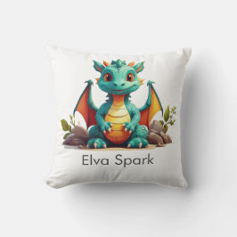ミントグリーンベビードラゴンパーソナライズされたファンタジー クッション
