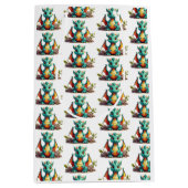 ミントグリーンベビードラゴンファンタジーパターン抱き枕 ミディアムペーパーバッグ (正面)