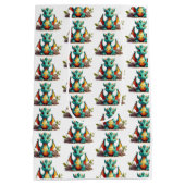 ミントグリーンベビードラゴンファンタジーパターン抱き枕 ミディアムペーパーバッグ (裏面)