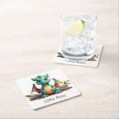 ミントグリーンベビードラゴンリトルロール紙コースター スクエアペーパーコースター (インサイチュ)