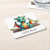 ミントグリーンベビードラゴンリトルロール紙コースター スクエアペーパーコースター (アングル)