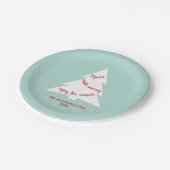 ミントグリーンホワイトクリスマスツリー名ホリデーパーティー ペーパープレート (アングル)