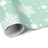 ミントグリーンホワイトスノーフレークのクリスマスパターン ラッピングペーパー (ロールコーナー)