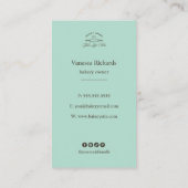 ミントグリーンホワイトフランスのベーカリーロゴ大ストライプの形 名刺 (裏面)